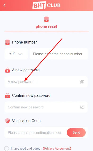 Create new password